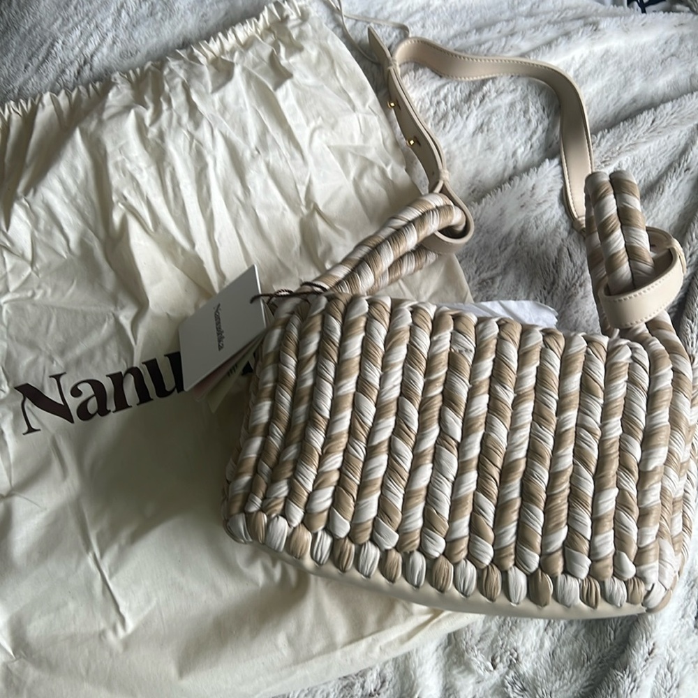 Nanushka Busket leather tote bag tan white NWT - Picture 2 of 5